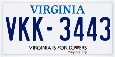 VA license plate VKK3443