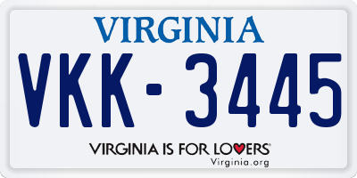 VA license plate VKK3445
