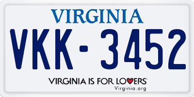 VA license plate VKK3452