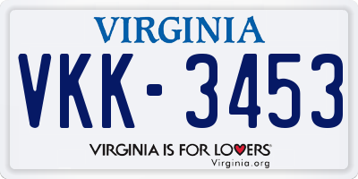 VA license plate VKK3453