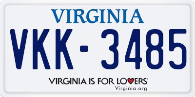 VA license plate VKK3485