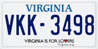 VA license plate VKK3498