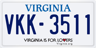 VA license plate VKK3511