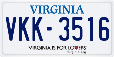 VA license plate VKK3516
