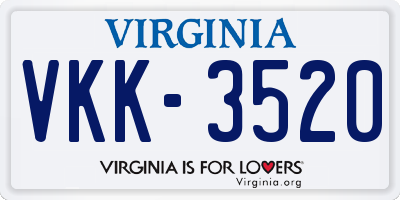 VA license plate VKK3520