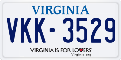 VA license plate VKK3529