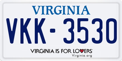 VA license plate VKK3530