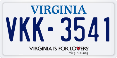 VA license plate VKK3541