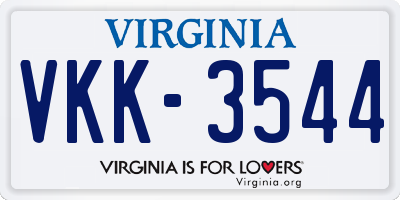VA license plate VKK3544