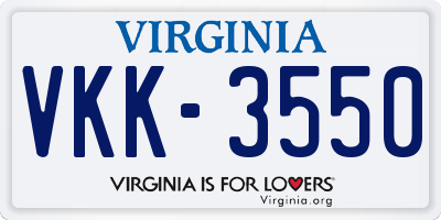 VA license plate VKK3550
