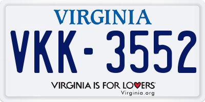 VA license plate VKK3552