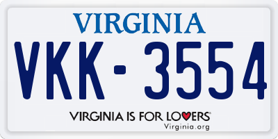 VA license plate VKK3554