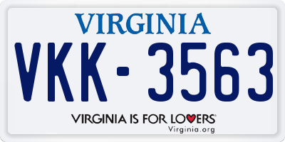 VA license plate VKK3563