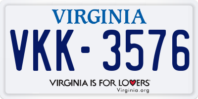 VA license plate VKK3576