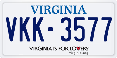 VA license plate VKK3577