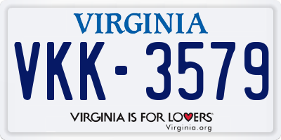VA license plate VKK3579
