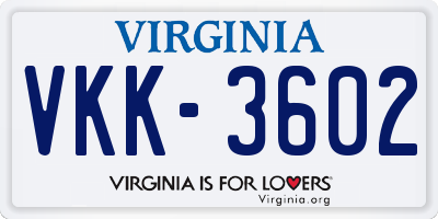 VA license plate VKK3602