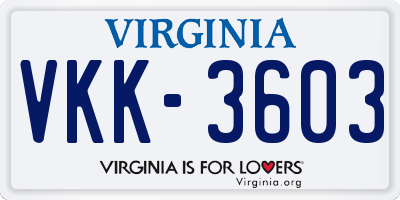 VA license plate VKK3603