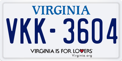 VA license plate VKK3604