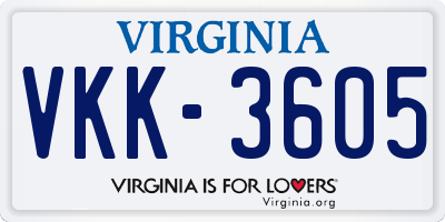 VA license plate VKK3605