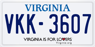 VA license plate VKK3607