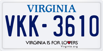 VA license plate VKK3610