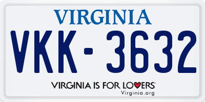 VA license plate VKK3632