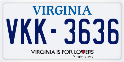 VA license plate VKK3636