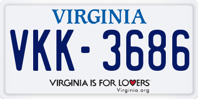 VA license plate VKK3686