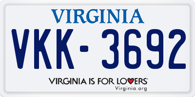 VA license plate VKK3692
