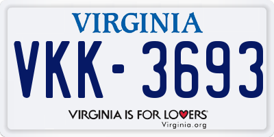 VA license plate VKK3693