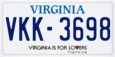 VA license plate VKK3698