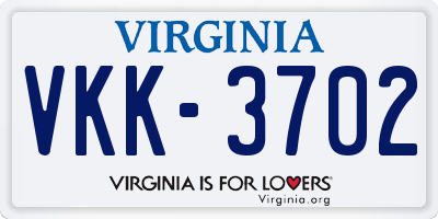 VA license plate VKK3702