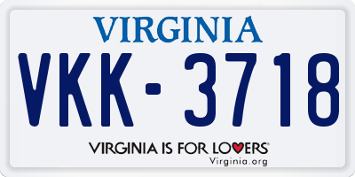 VA license plate VKK3718