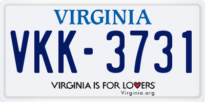 VA license plate VKK3731