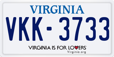 VA license plate VKK3733