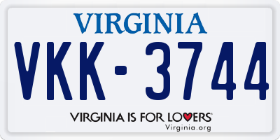 VA license plate VKK3744
