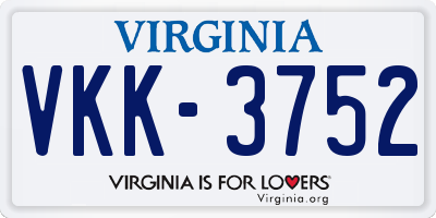 VA license plate VKK3752