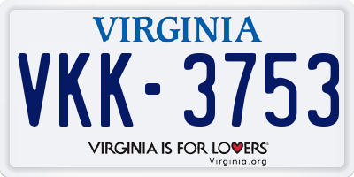 VA license plate VKK3753