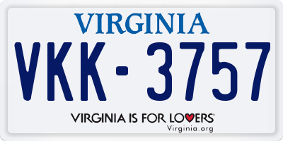 VA license plate VKK3757