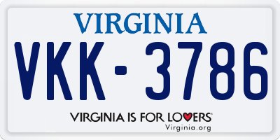 VA license plate VKK3786