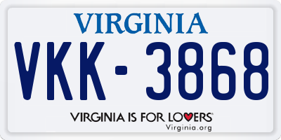 VA license plate VKK3868