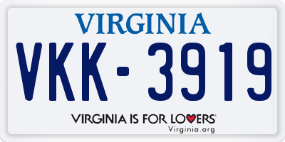 VA license plate VKK3919
