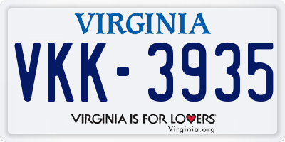 VA license plate VKK3935