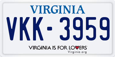 VA license plate VKK3959