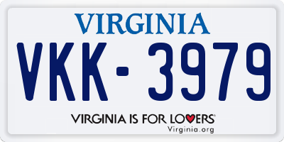 VA license plate VKK3979