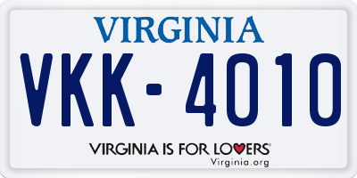VA license plate VKK4010