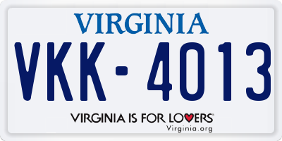 VA license plate VKK4013