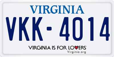 VA license plate VKK4014