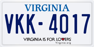 VA license plate VKK4017